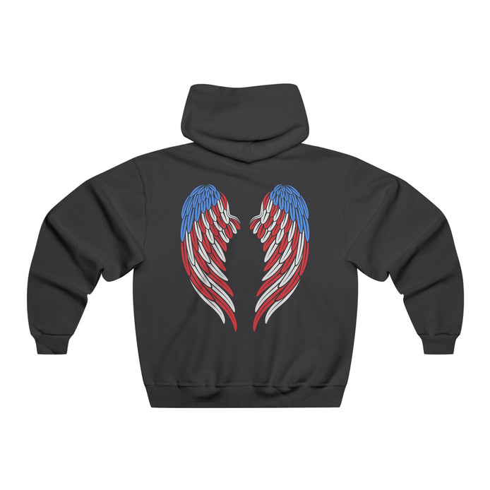 American Flag Angel Wings - Women's Hooded Sweatshirt Workwearcomfort.com