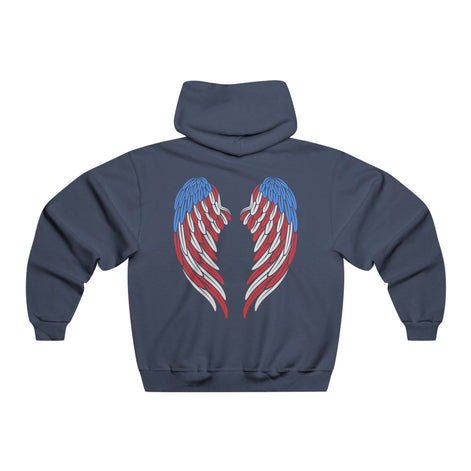 American Flag Angel Wings - Women's Hooded Sweatshirt Workwearcomfort.com