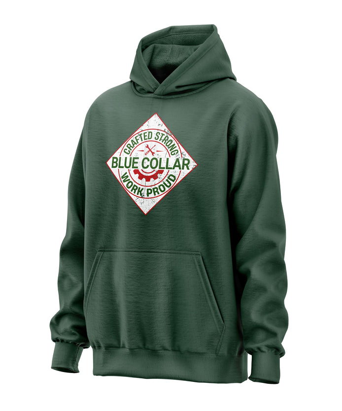 Crafted Strong Blue Collar Parody Hoodie