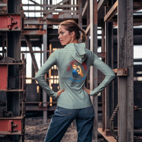 Rosie Riveter Sun Protection Long Sleeve Hoodie - UPF50+ Available at workwearcomfort.com