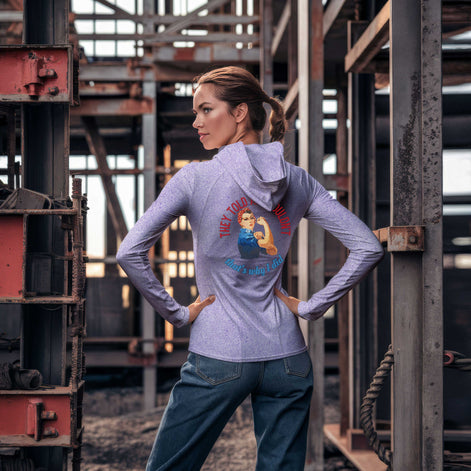 Rosie Riveter Sun Protection Long Sleeve Hoodie - UPF50+ Available at workwearcomfort.com