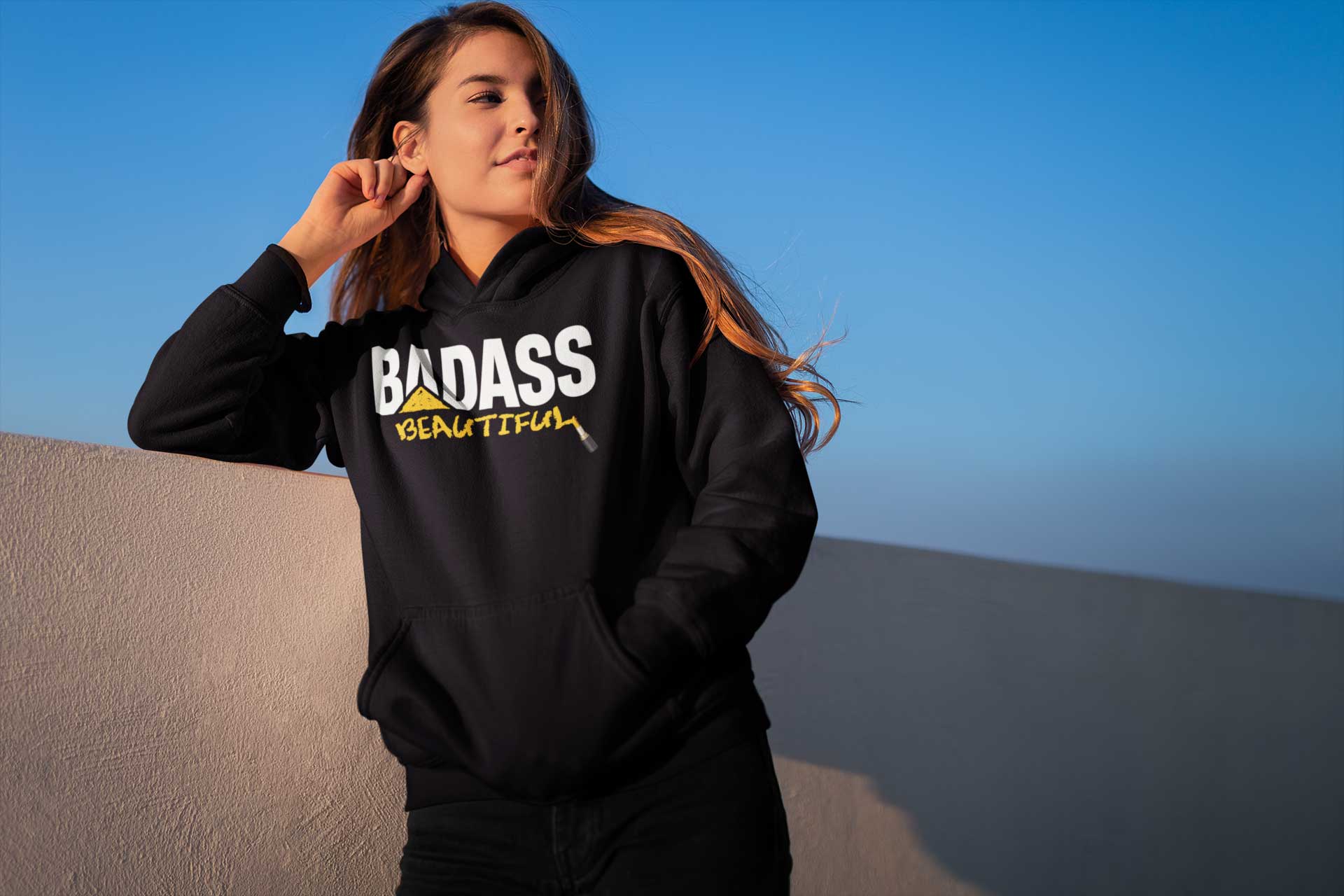 Badass Beautiful Women's Hoodie Available at Workwearcomfort.com