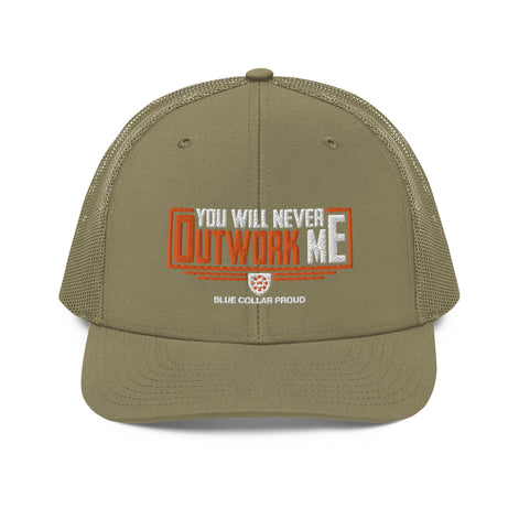 Never Outwork Me - Blue Collar Proud Trucker Snapback Cap Hat