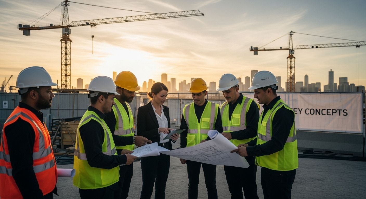 construction teamwork sunrise