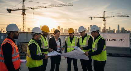 construction teamwork sunrise