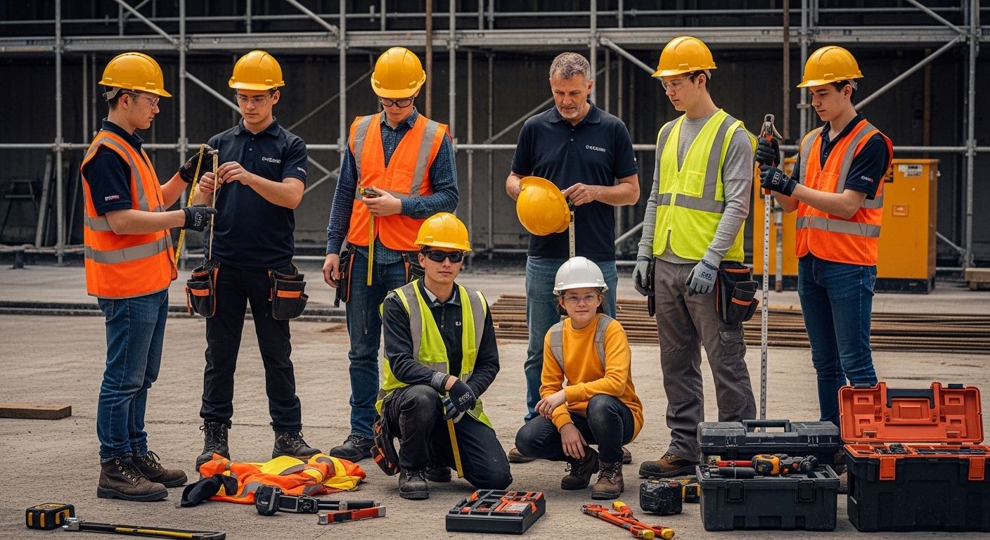 construction worker costumes, safety gear, team collaboration