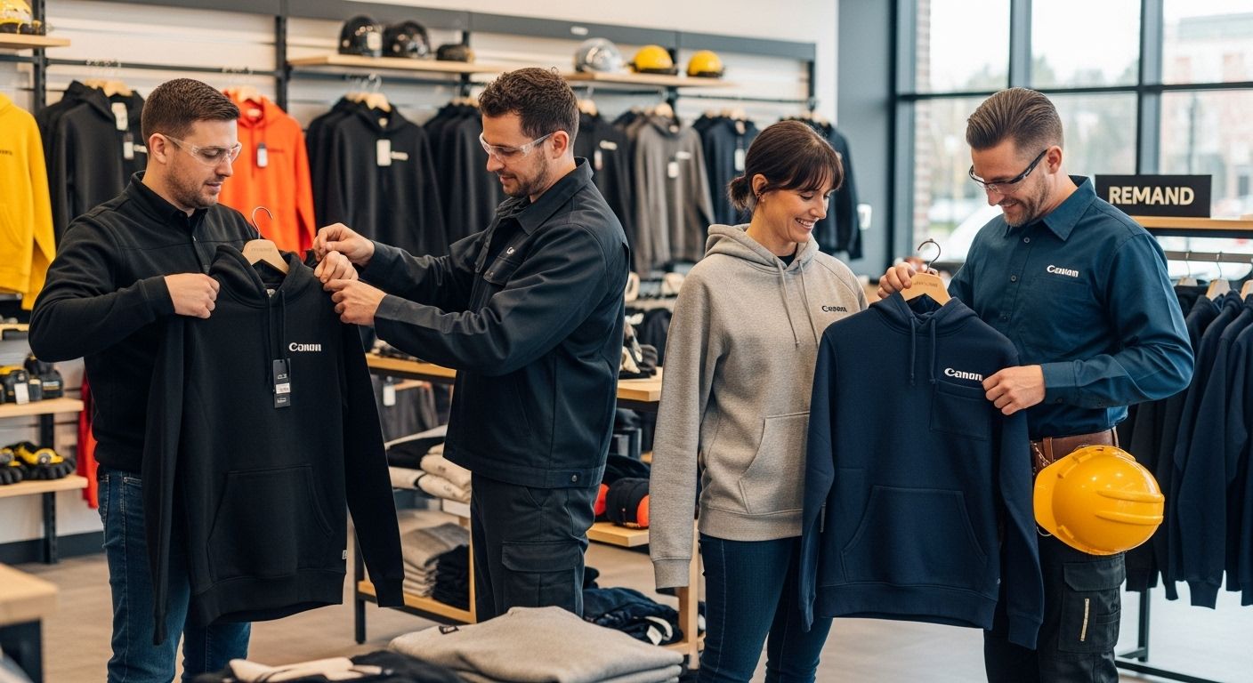 hoodie sweatshirt, workwear selection, professional fitting