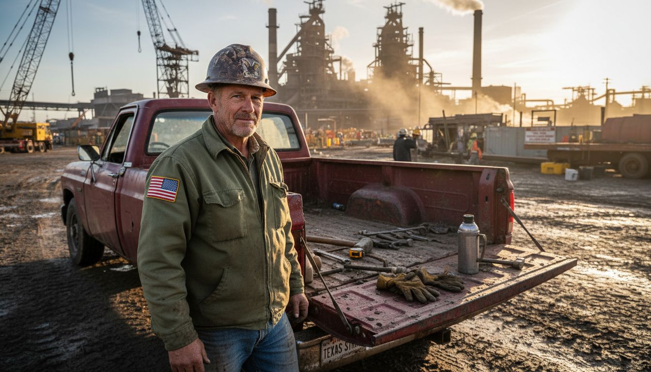 Construction worker in American flag workwear