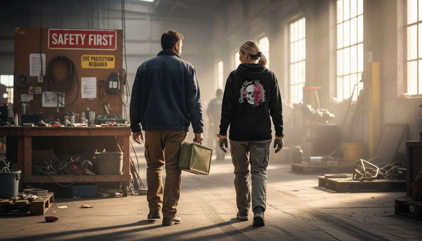 Blue-collar workers wearing comfortable workwear