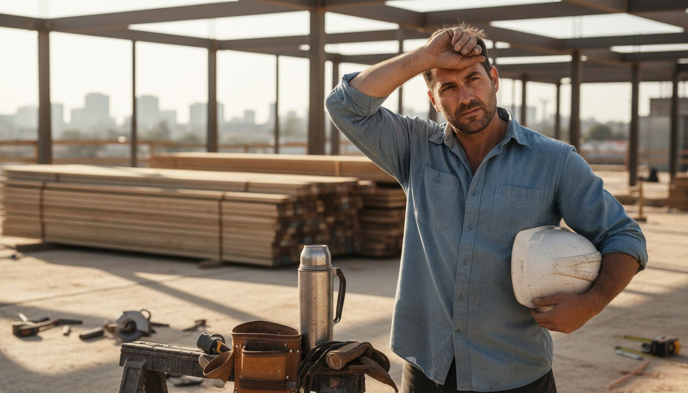 Construction worker in breathable work shirt outdoors