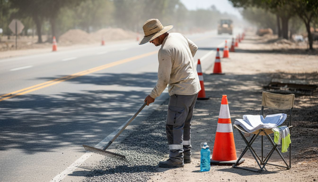 Construction worker in summer safety gear outdoors
