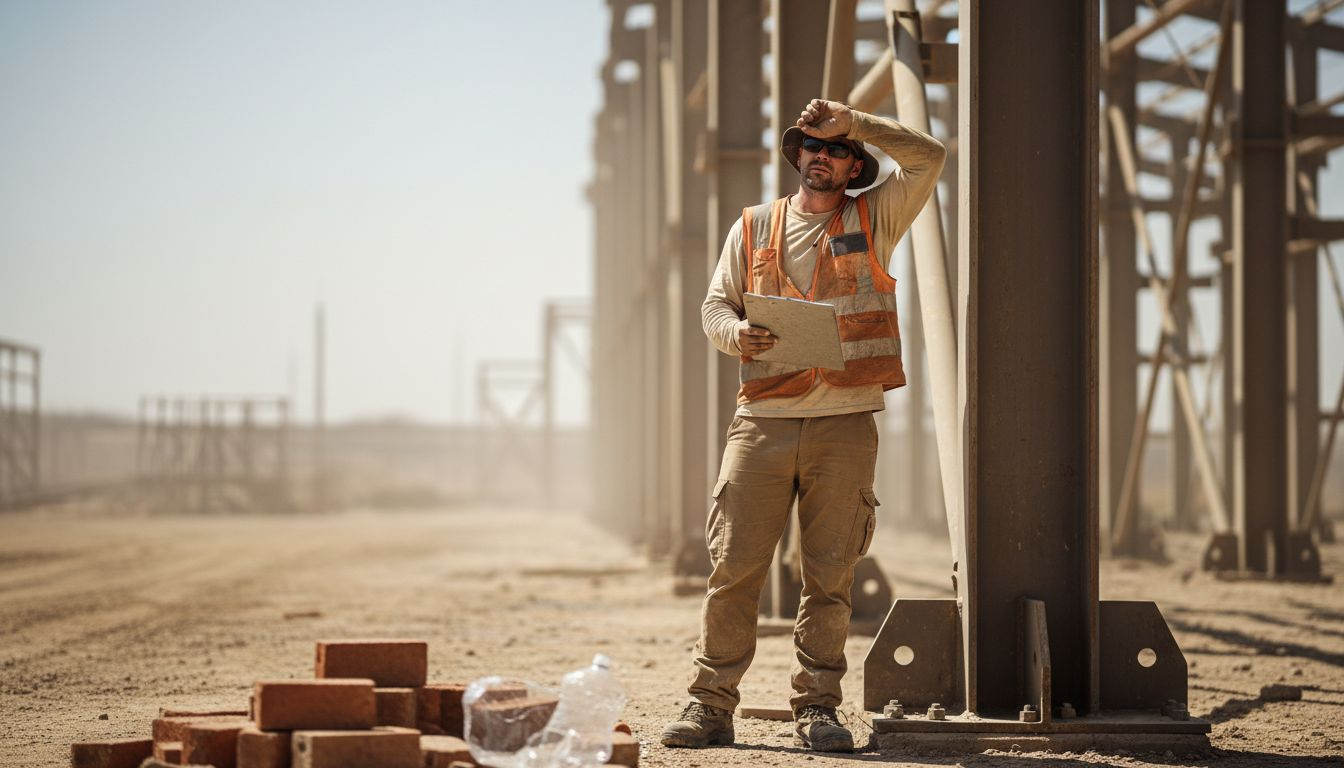 Worker in extreme heat wearing protective clothing