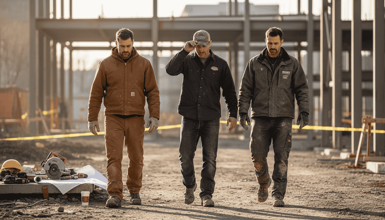 Construction crew in branded durable workwear