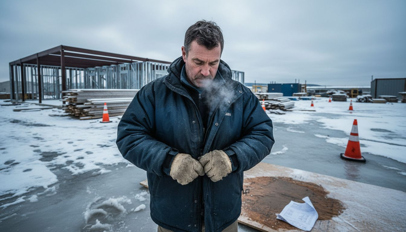 Construction worker in cold weather DWR jacket