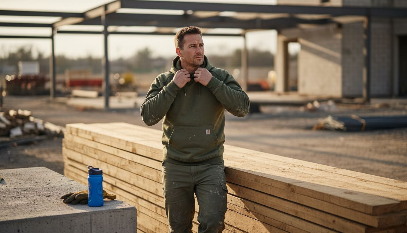 Worker wearing tough comfortable work clothes