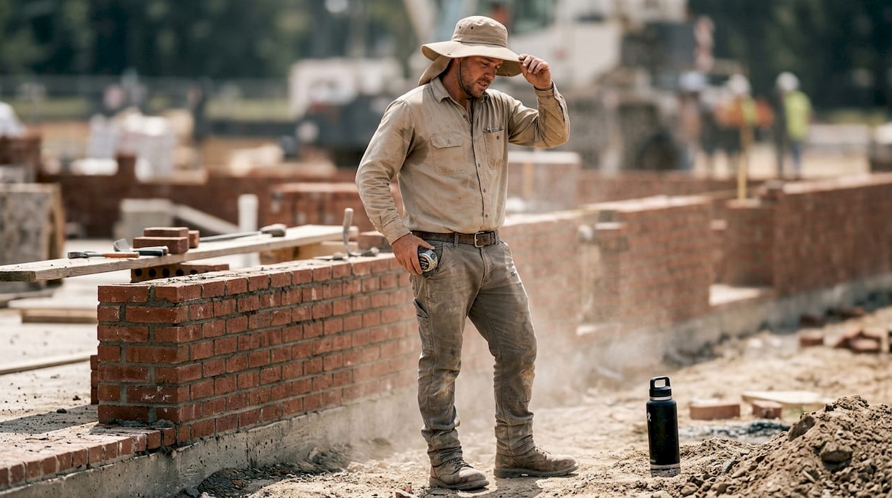 Worker in breathable durable workwear outdoors
