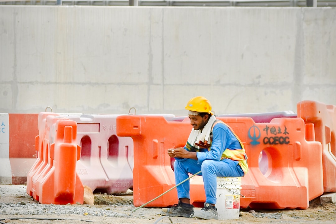 Modern construction worker feeling comfortable and confident
