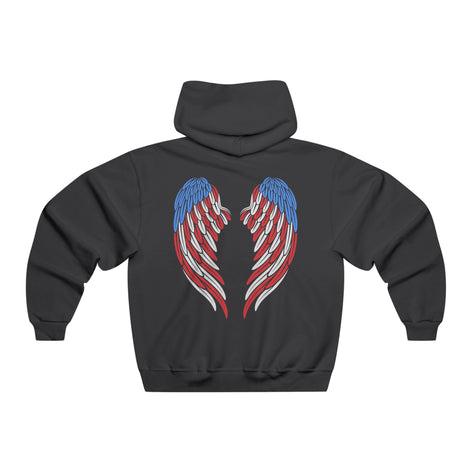 American Flag Angel Wings - Women's Hooded Sweatshirt Workwearcomfort.com