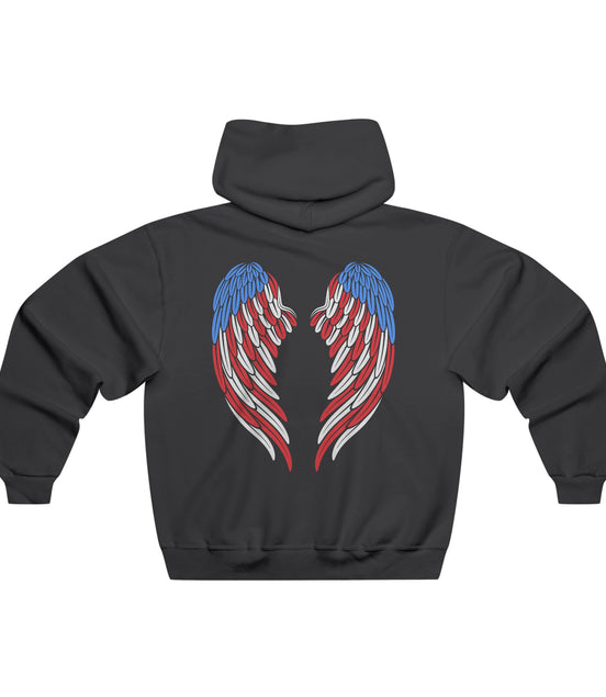 American Flag Angel Wings - Women's Hooded Sweatshirt Workwearcomfort.com