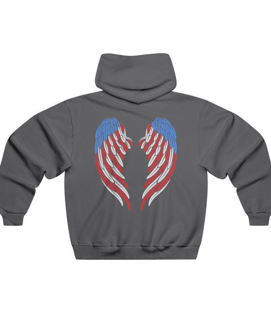 American Flag Angel Wings - Women's Hooded Sweatshirt Workwearcomfort.com