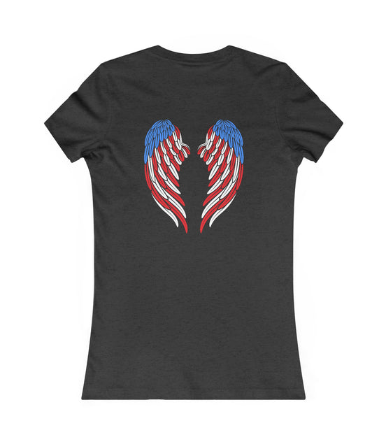American Flag Angel Wings - Women's Tee T-shirt Workwearcomfort.com