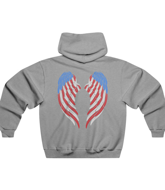 American Flag Angel Wings - Women's Hooded Sweatshirt Workwearcomfort.com