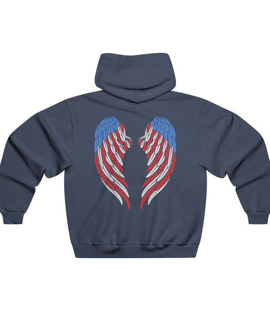 American Flag Angel Wings - Women's Hooded Sweatshirt Workwearcomfort.com