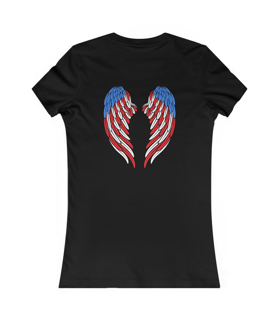 American Flag Angel Wings - Women's Tee T-shirt Workwearcomfort.com