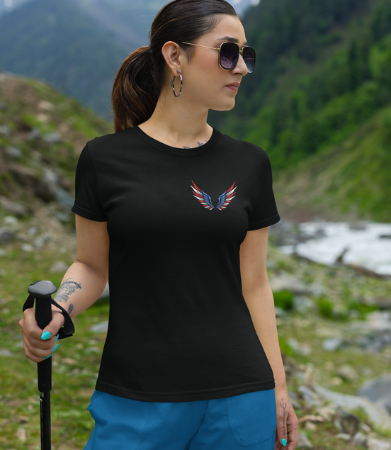 American Flag Angel Wings - Women's Tee T-shirt Workwearcomfort.com