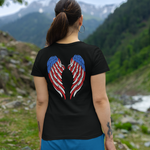 American Flag Angel Wings - Women's Tee T-shirt Workwearcomfort.com