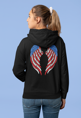 American Flag Angel Wings - Women's Hooded Sweatshirt
