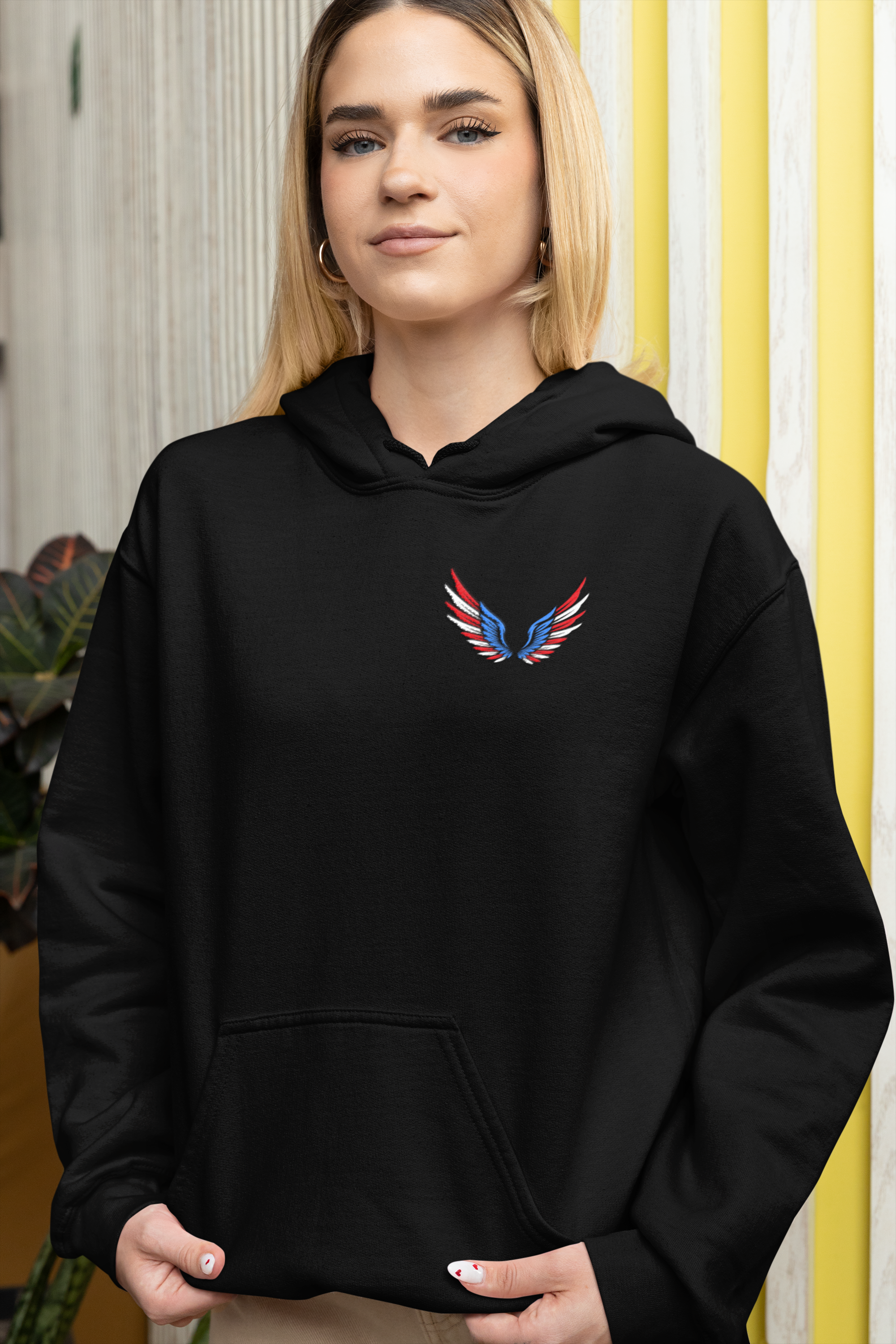 American Flag Angel Wings - Women's Hooded Sweatshirt