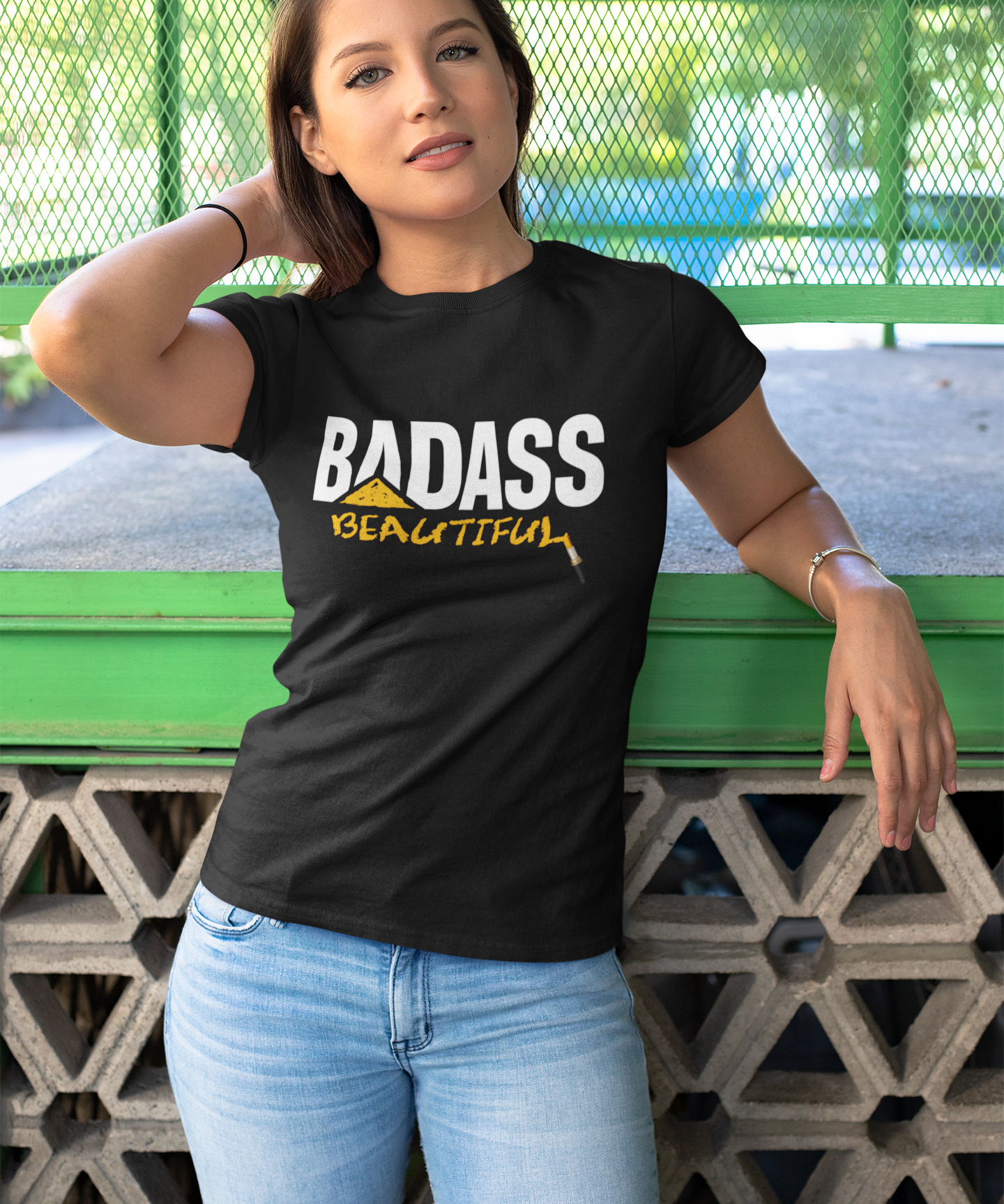 Badass Beautiful Women's T-shirt Available at workwearcomfort.com