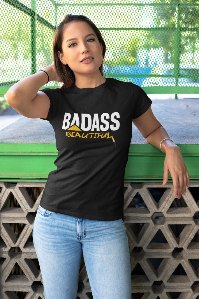 Badass Beautiful Women's T-shirt Available at workwearcomfort.com