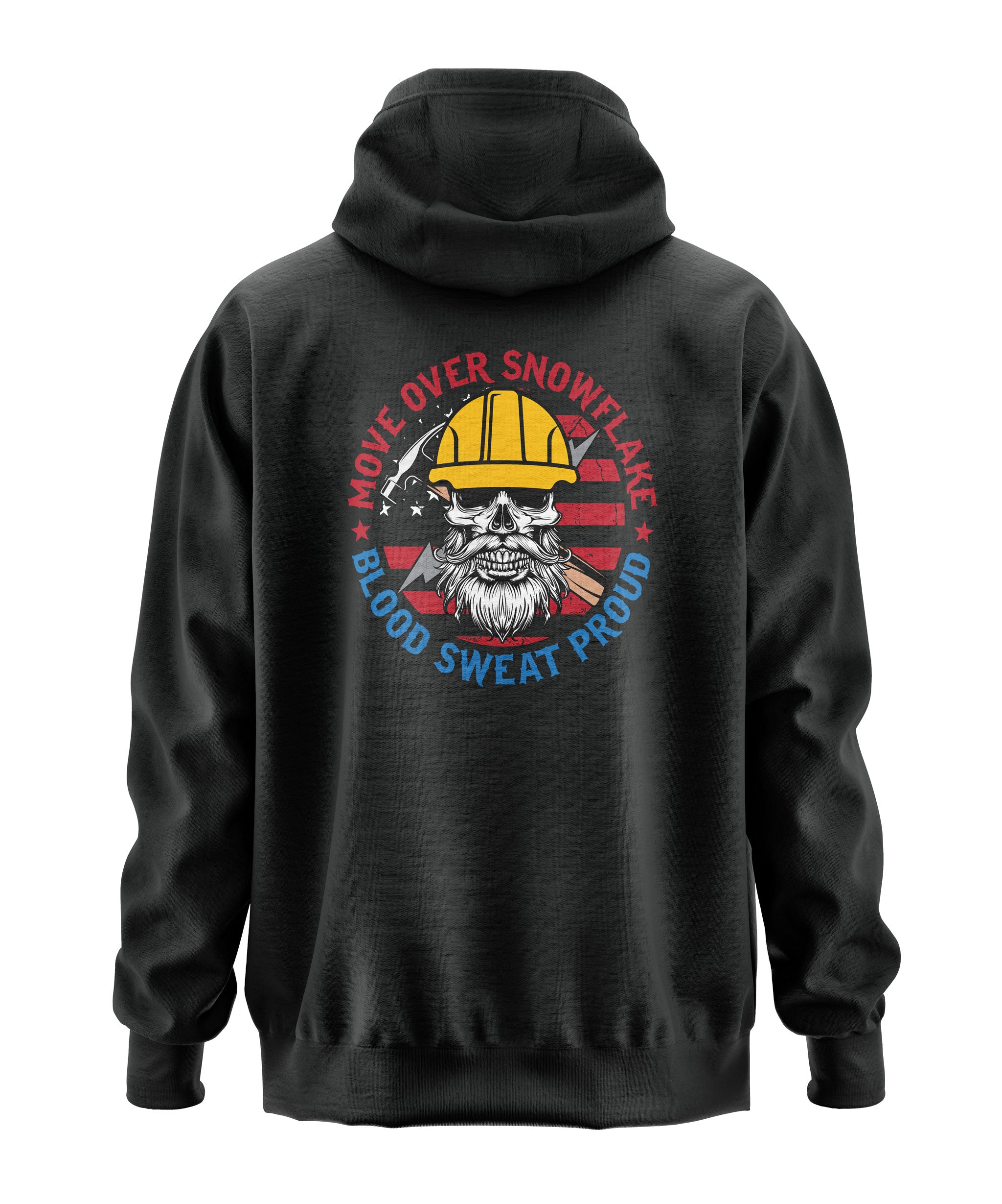 Move Over Snowflake Blue Collar Proud Hoodie Sweatshirt in black, gray and blue, featuring bold white text with a rugged design, perfect for hardworking blue-collar workers who take pride in their grit and toughness. Durable hoodie for construction workers, tradesmen, and industrial professionals. Comfortable, heavyweight material ideal for all-weather conditions on and off the job site.