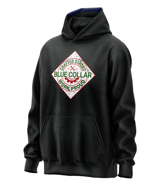Crafted Strong Blue Collar Parody Hoodie