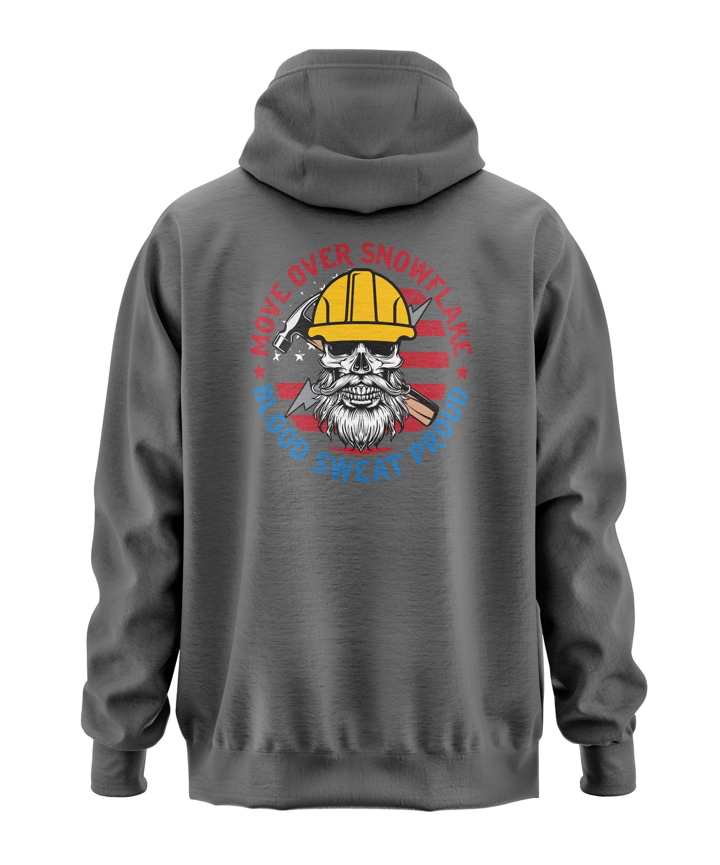 Move Over Snowflake Blue Collar Proud Hoodie Sweatshirt in black, gray and blue, featuring bold white text with a rugged design, perfect for hardworking blue-collar workers who take pride in their grit and toughness. Durable hoodie for construction workers, tradesmen, and industrial professionals. Comfortable, heavyweight material ideal for all-weather conditions on and off the job site.