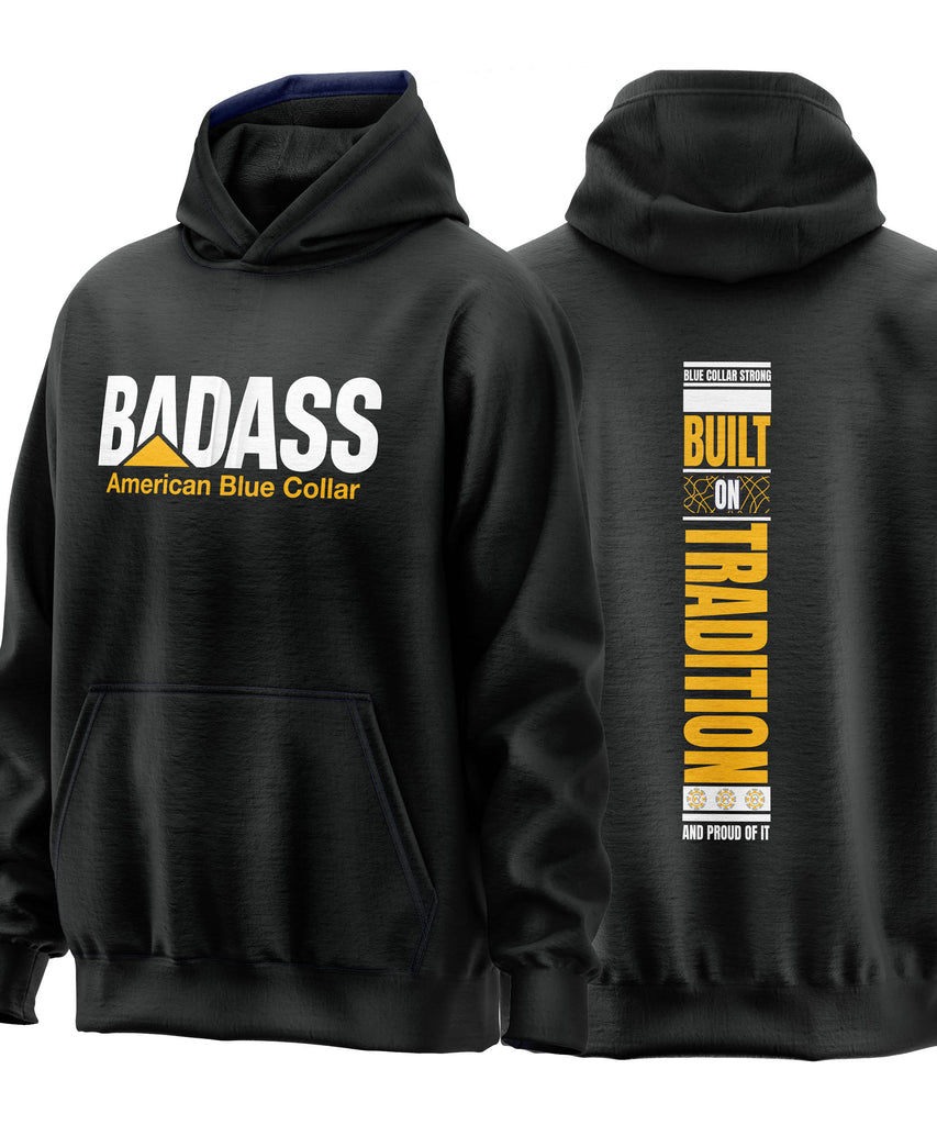 Badass American Blue Collar Hooded Sweatshirt