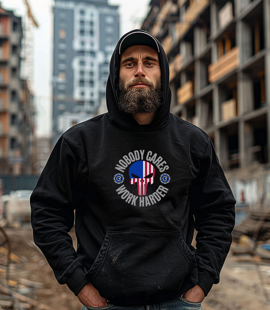 Work Harder Nobody Cares Punisher - Hooded Sweatshirt