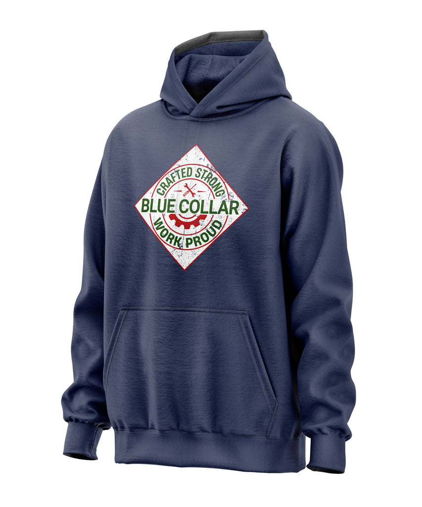 Crafted Strong Blue Collar Parody Hoodie