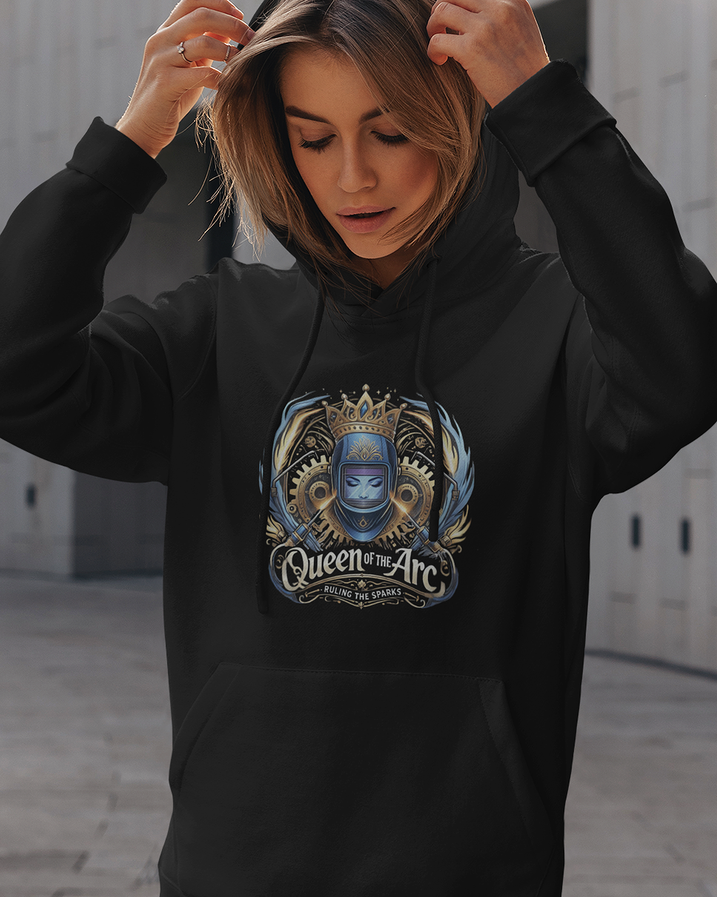 Female Welding Hoodie - Queen Of The Arc