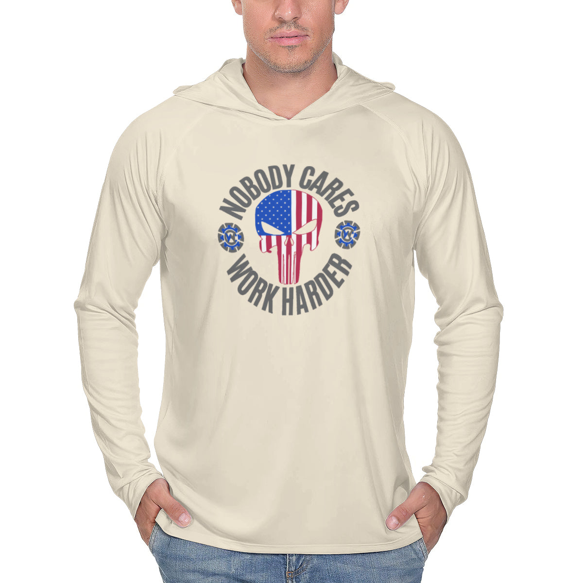 UPF 50+ Lightweight Sun Work Hoodie - Nobody Cares Work Harder