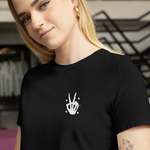 Beautiful Unpredictable Blue Collar Wife front-view-t-shirt-woman Skeleton Fingers - Available at Workwearcomfort.com