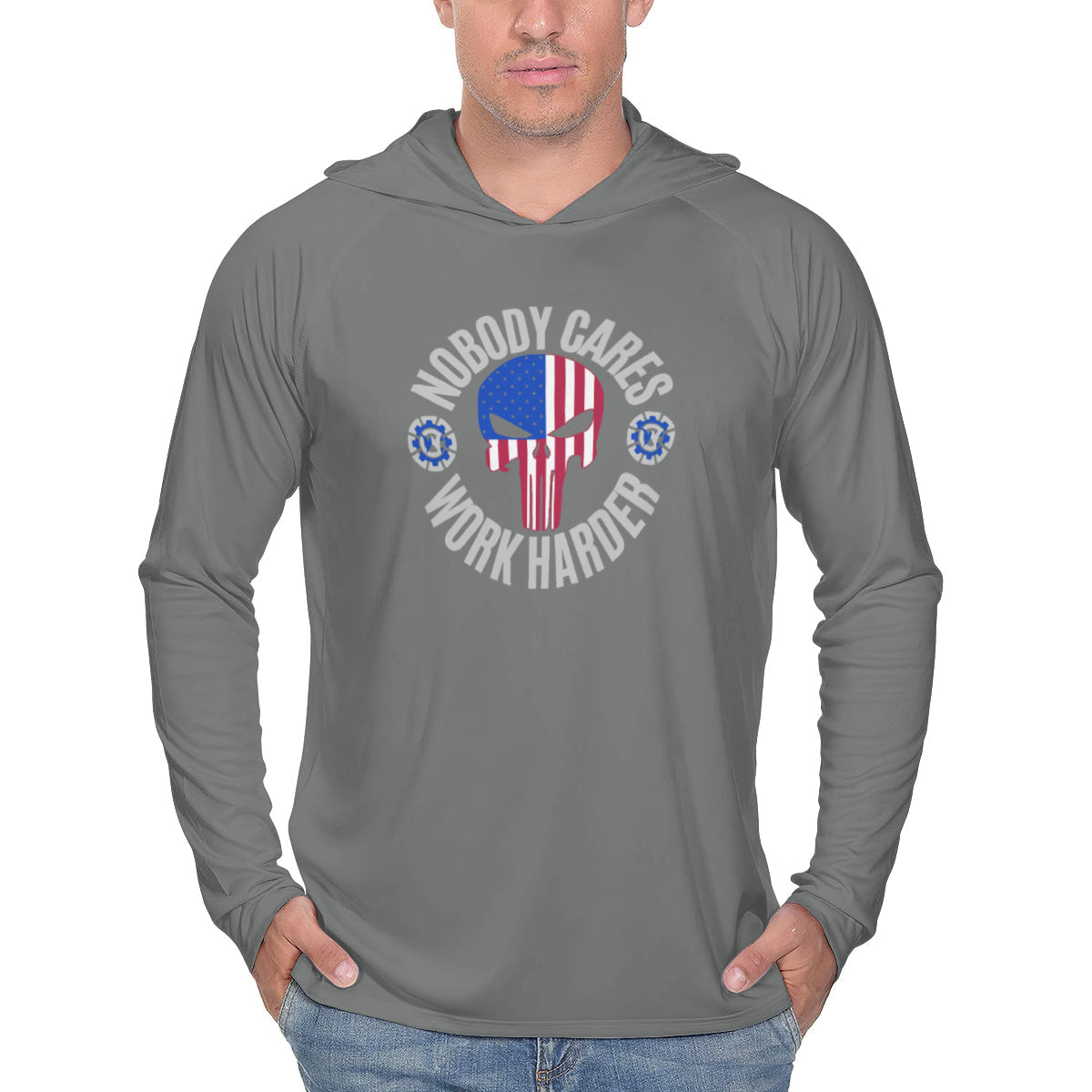 UPF 50+ Lightweight Sun Work Hoodie - Nobody Cares Work Harder