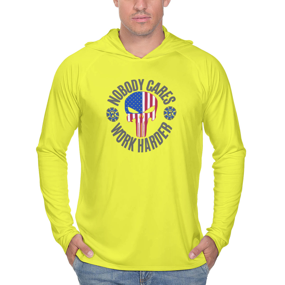 Lightweight UPF 50+ Sun Work Hoodie – Nobody Cares, Work Harder