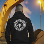 Working to the bone We B Working black hoodie available at workwearcomfort.com