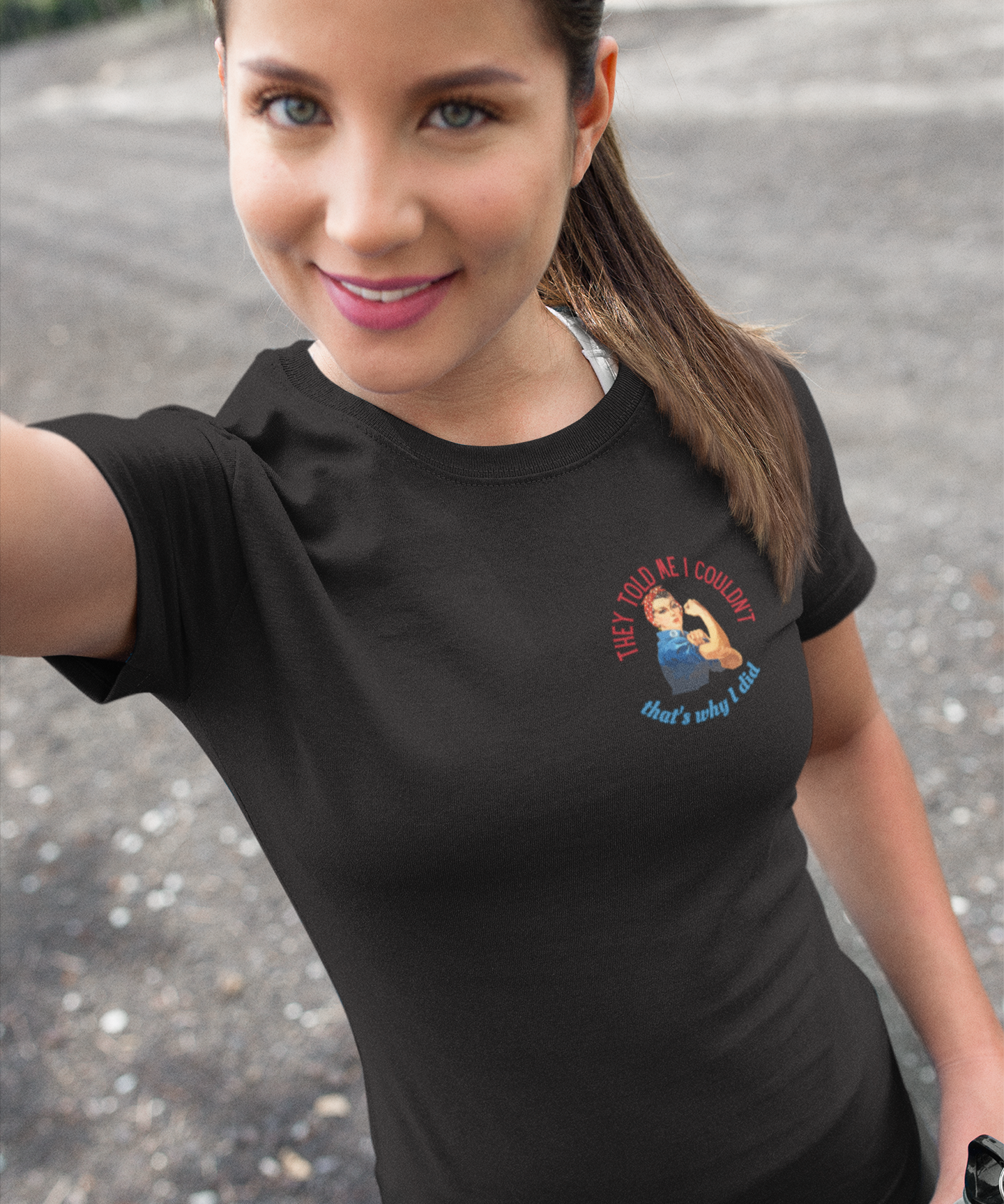 Rosie Riveter "They Told Me I Couldn't" Women's T-Shirt available at workwearcomfort.com