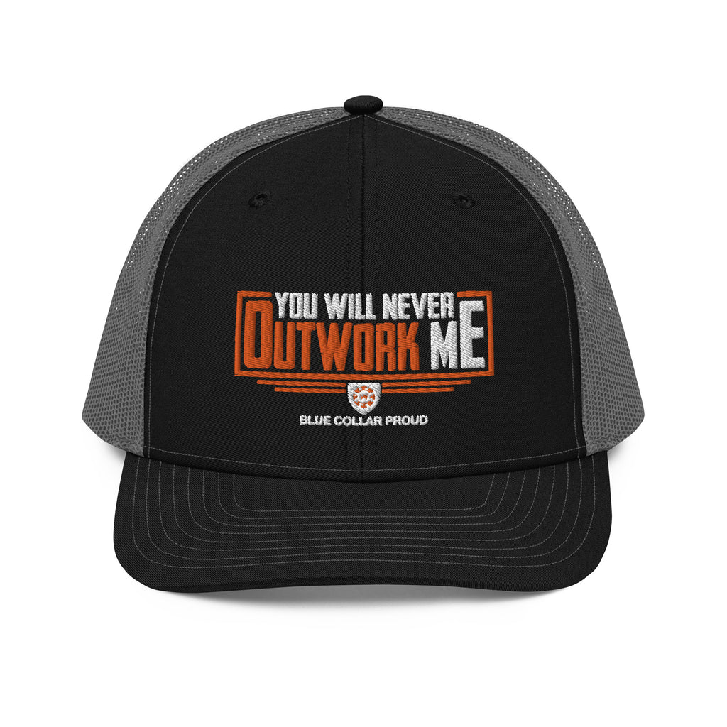 Never Outwork Me - Blue Collar Proud Trucker Snapback Cap Hat