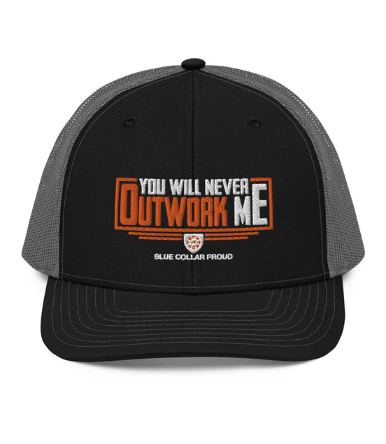 Never Outwork Me - Blue Collar Proud Trucker Snapback Cap Hat