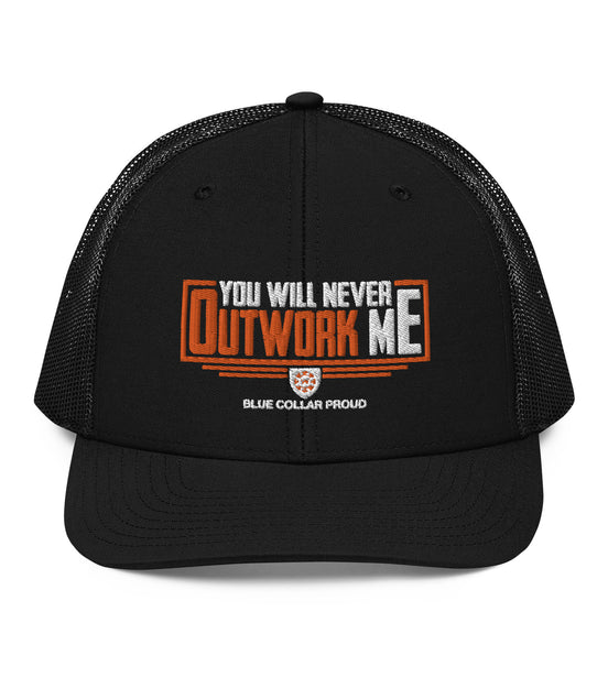 Never Outwork Me - Blue Collar Proud Trucker Snapback Cap Hat
